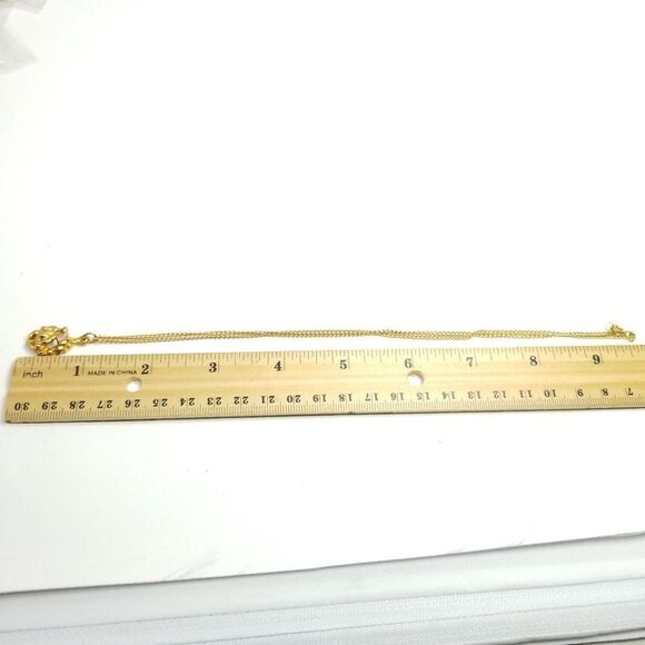 Vintage Gold Tone Nugget Shape Pendant Necklace, Chain, Retro Estate - Picture 4 of 7